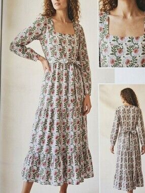 Tuckernuck SZ Blockprints Pink Blue Floral Cotton Size S Made In India